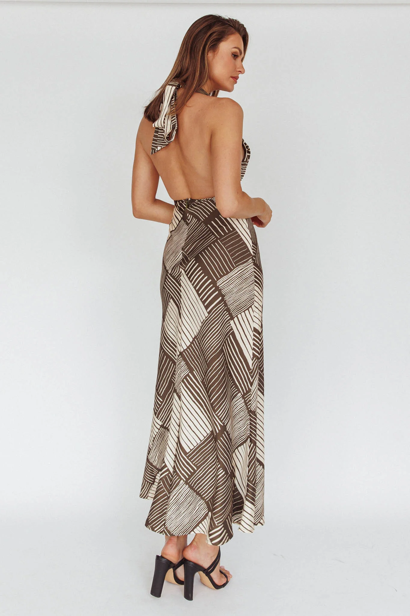 Kailie Halterneck Midi Dress Crosshatch Olive - Sonourner