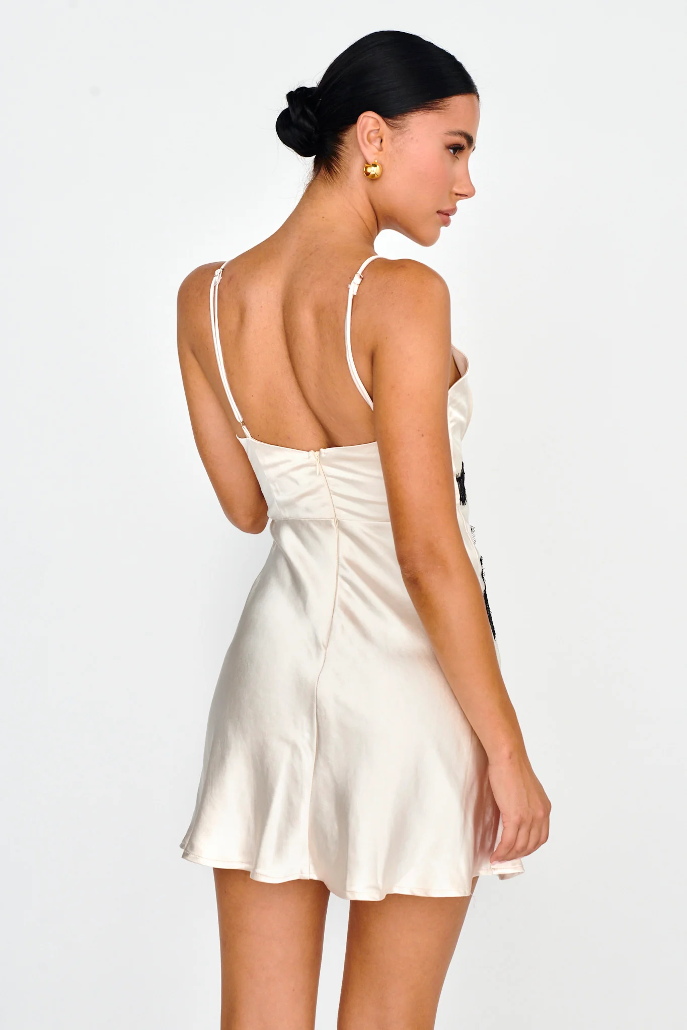 Theriz Lace Trim Cami Mini Dress Champagne - Sonourner