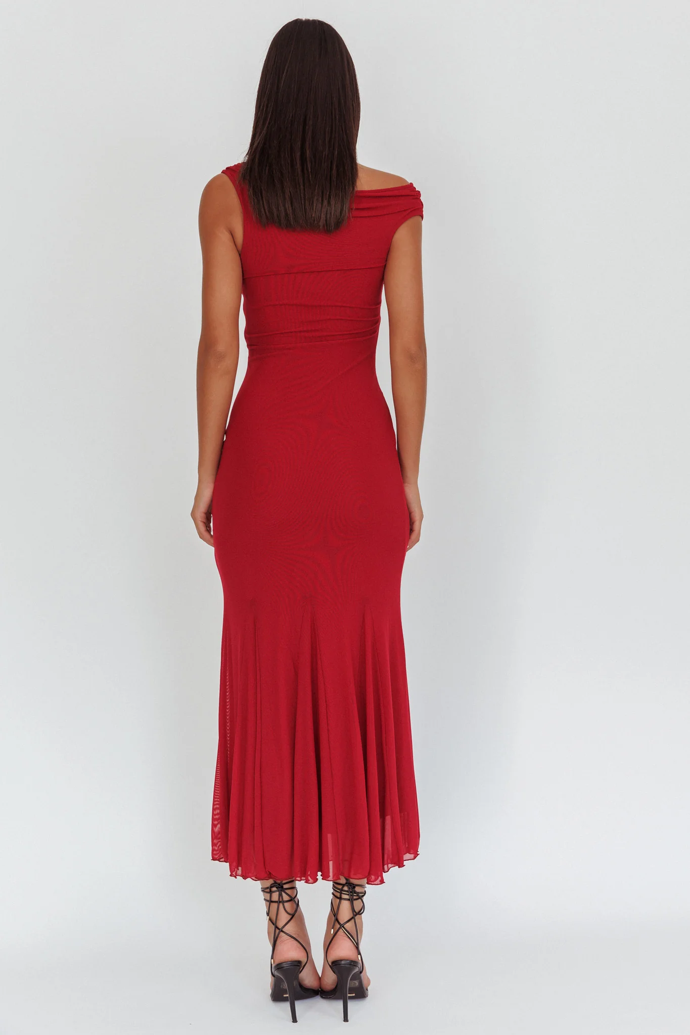 Diana Asymmetric Shoulder Godet Maxi Dress Wine - Sonourner