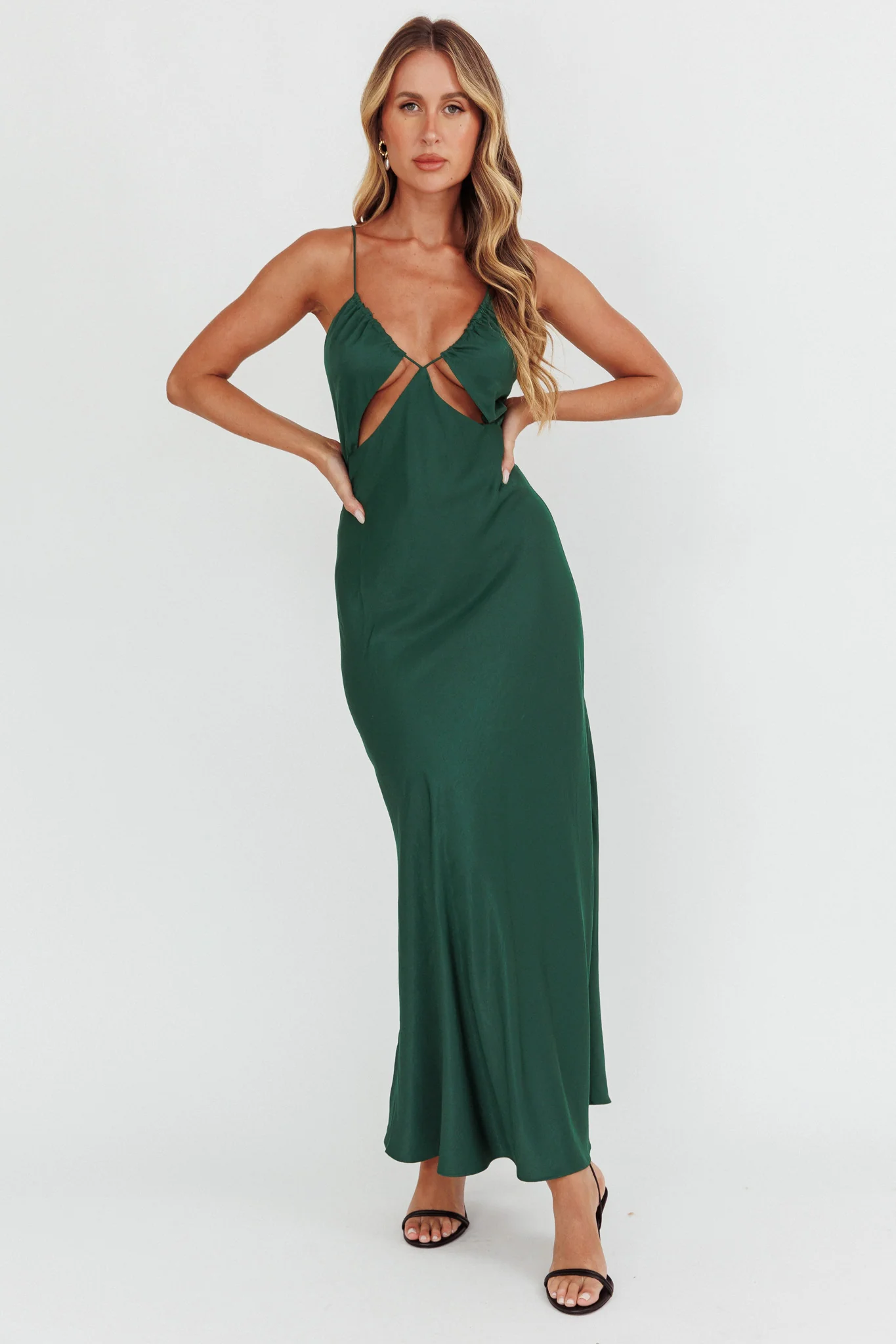 Casa Nova Cut-Out String Dress Emerald - Sonourner