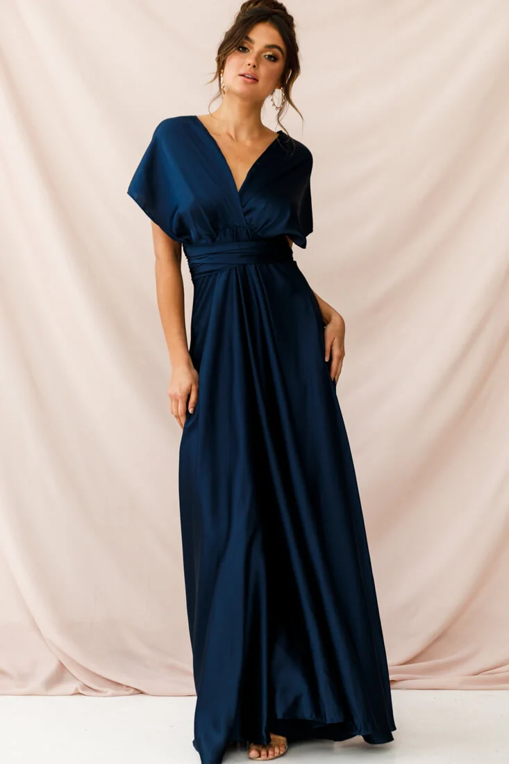 Ariana Multiway Mid Sleeve Maxi Dress Navy - Sonourner
