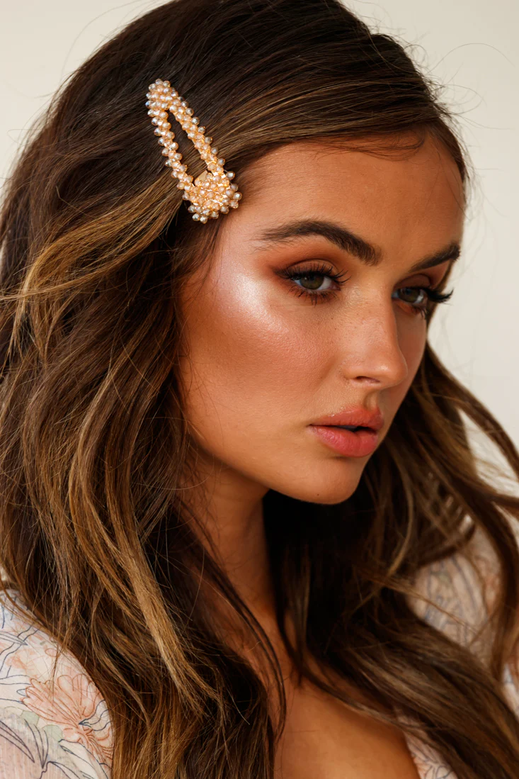 Tilly Beaded Oversized Barrette Champagne - Sonourner