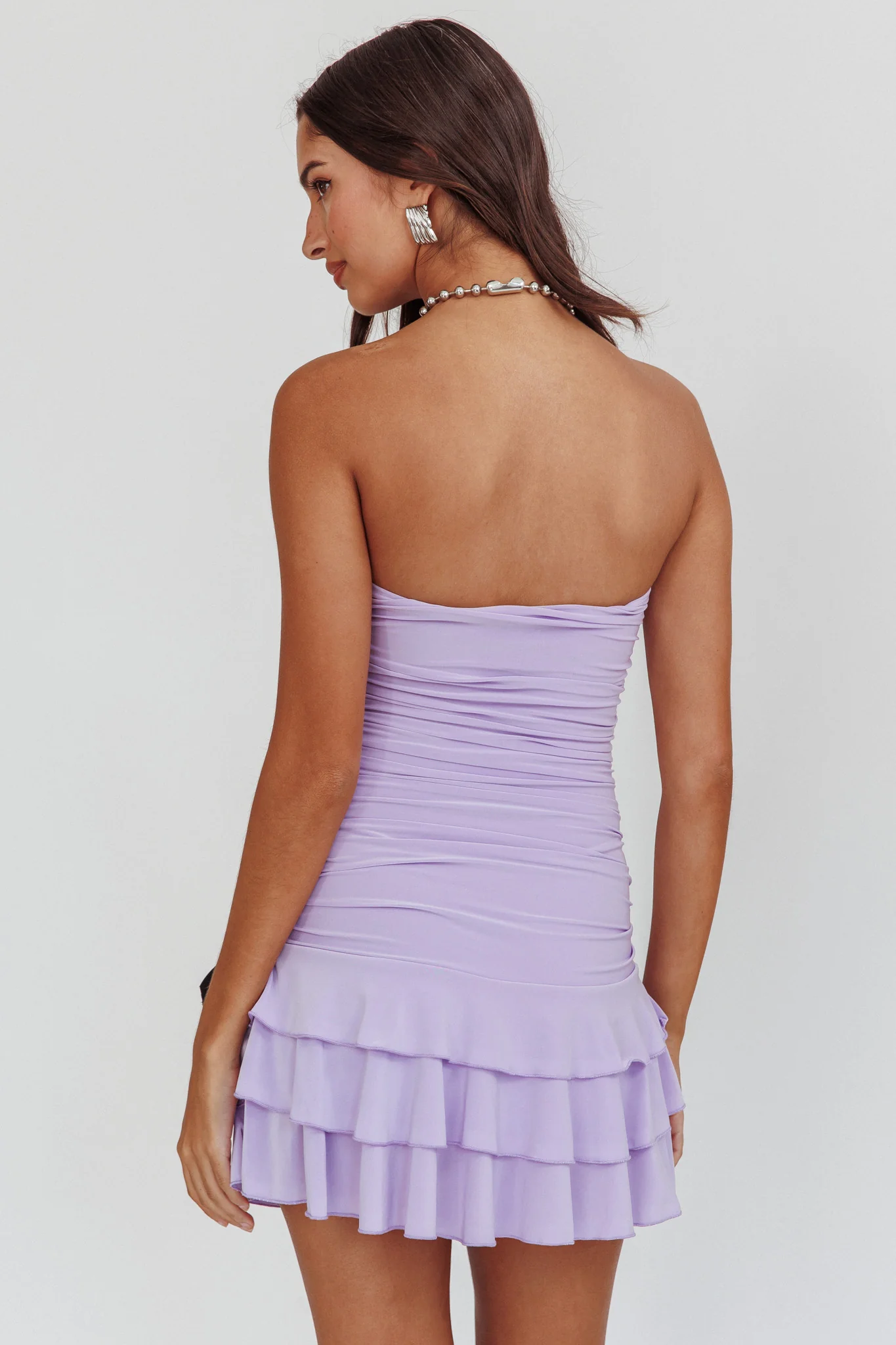 Dottie Bodycon Ruffle Mini Dress Lavender - Sonourner