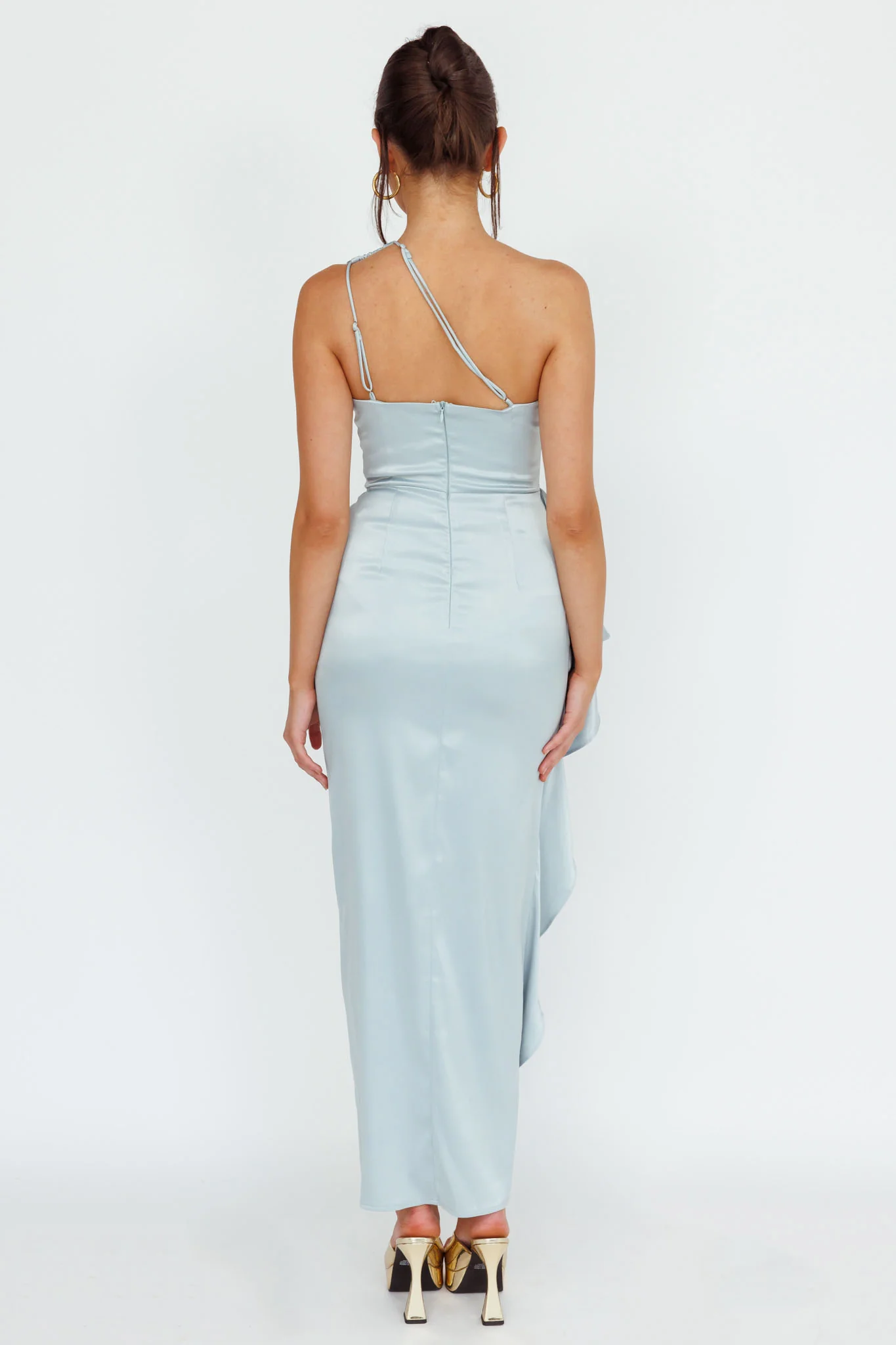 Kamillia One-Shoulder Split Midi Dress Pistachio - Sonourner