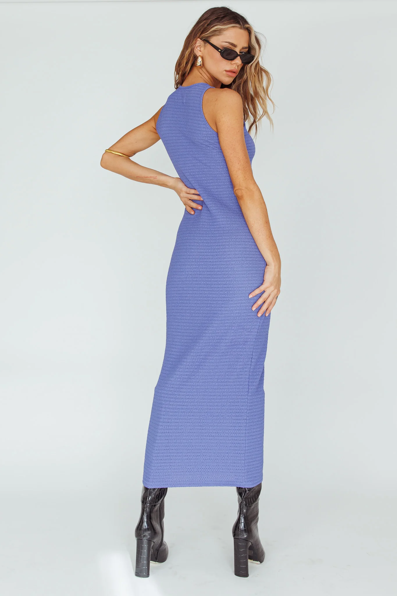 Playa Hermosa Keyhole Midi Dress Blue Violet - Sonourner