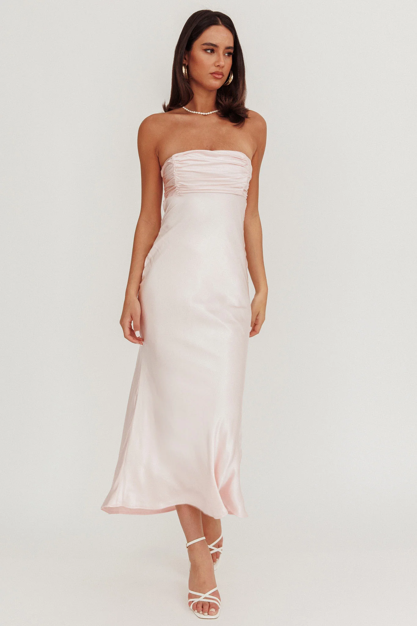 Moon Song Strapless Laced Back Dress Blush - Sonourner