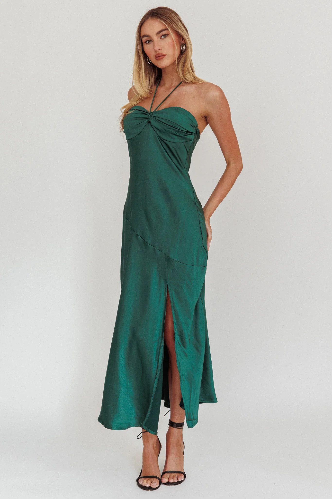 Kindred Spirit Strapless Gathered Bust Midi Dress Forest Green - Sonourner
