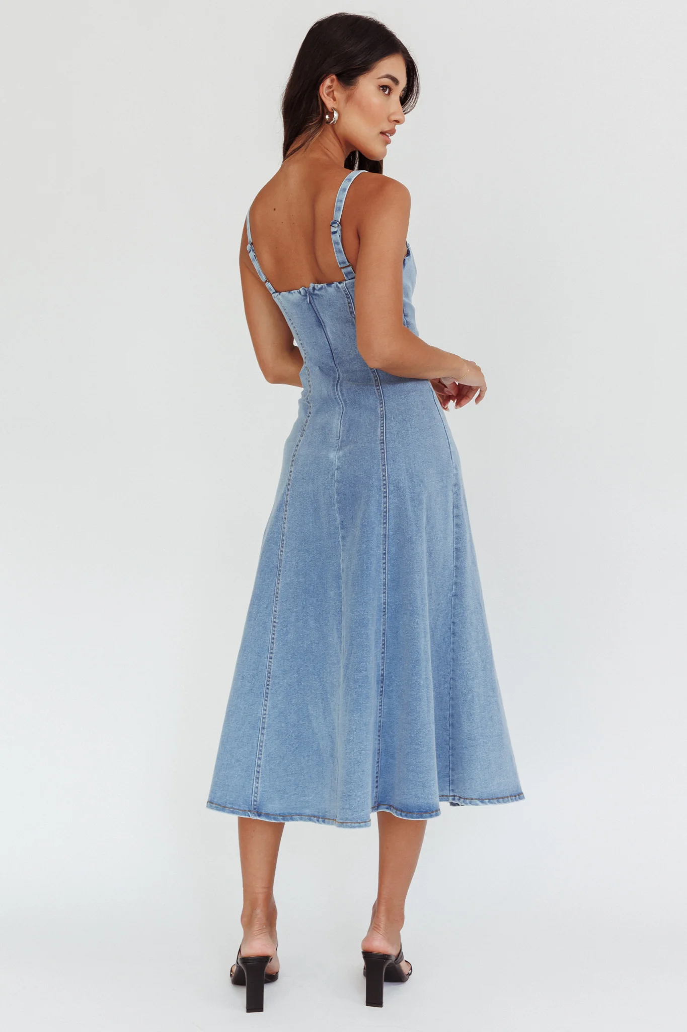 Catch My Drift A-Line Midi Dress Denim Blue - Sonourner