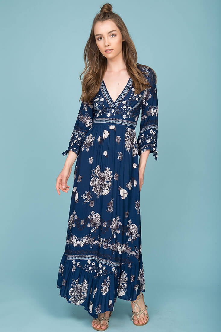 Zaika Maxi Dress Navy - Sonourner