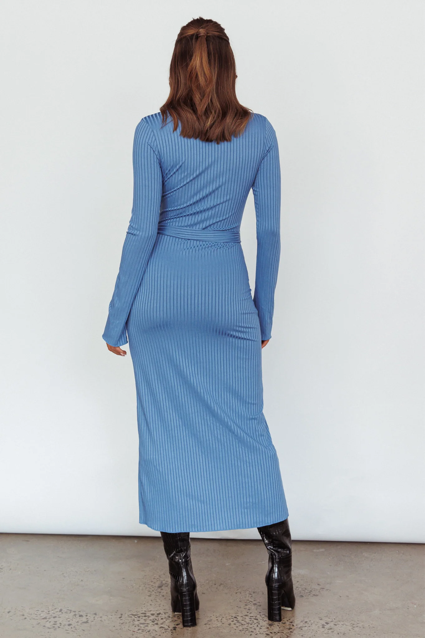 Eastcoast Collared Placket Midi Dress Blue - Sonourner