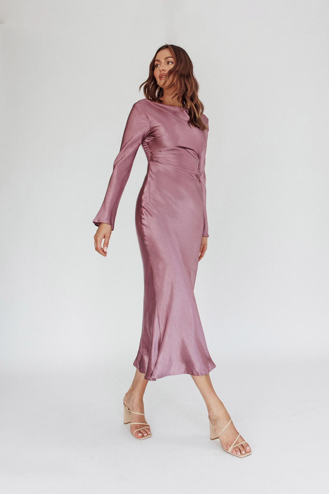 Loveland Cowl Back Midi Dress Grape - Sonourner