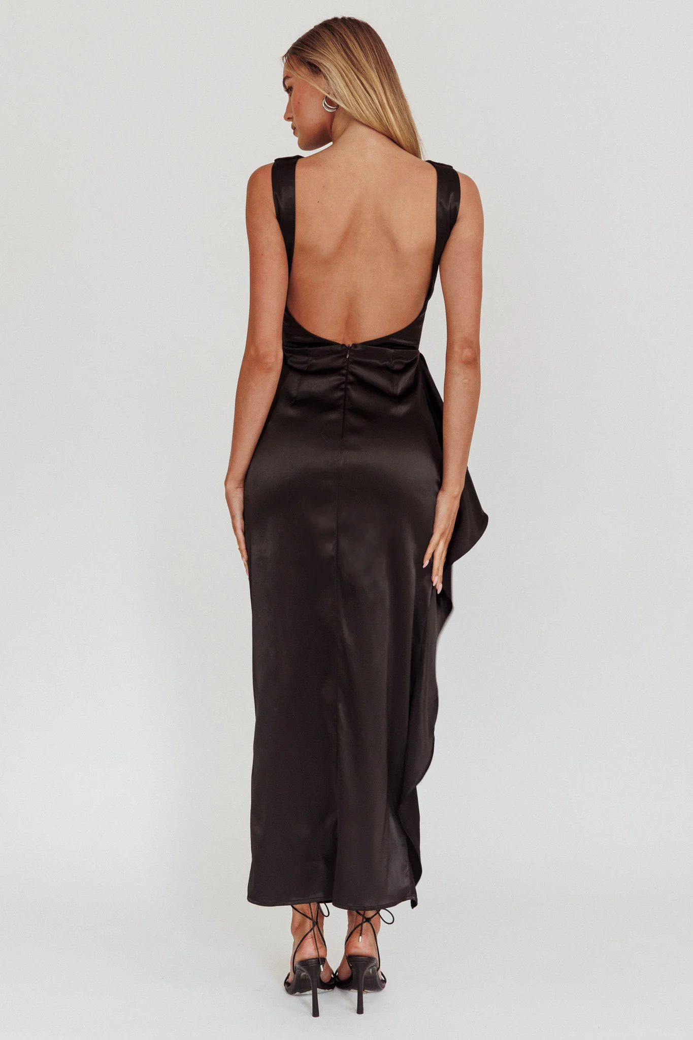 Kamillia Boat Neck Split Maxi Dress Black - Sonourner