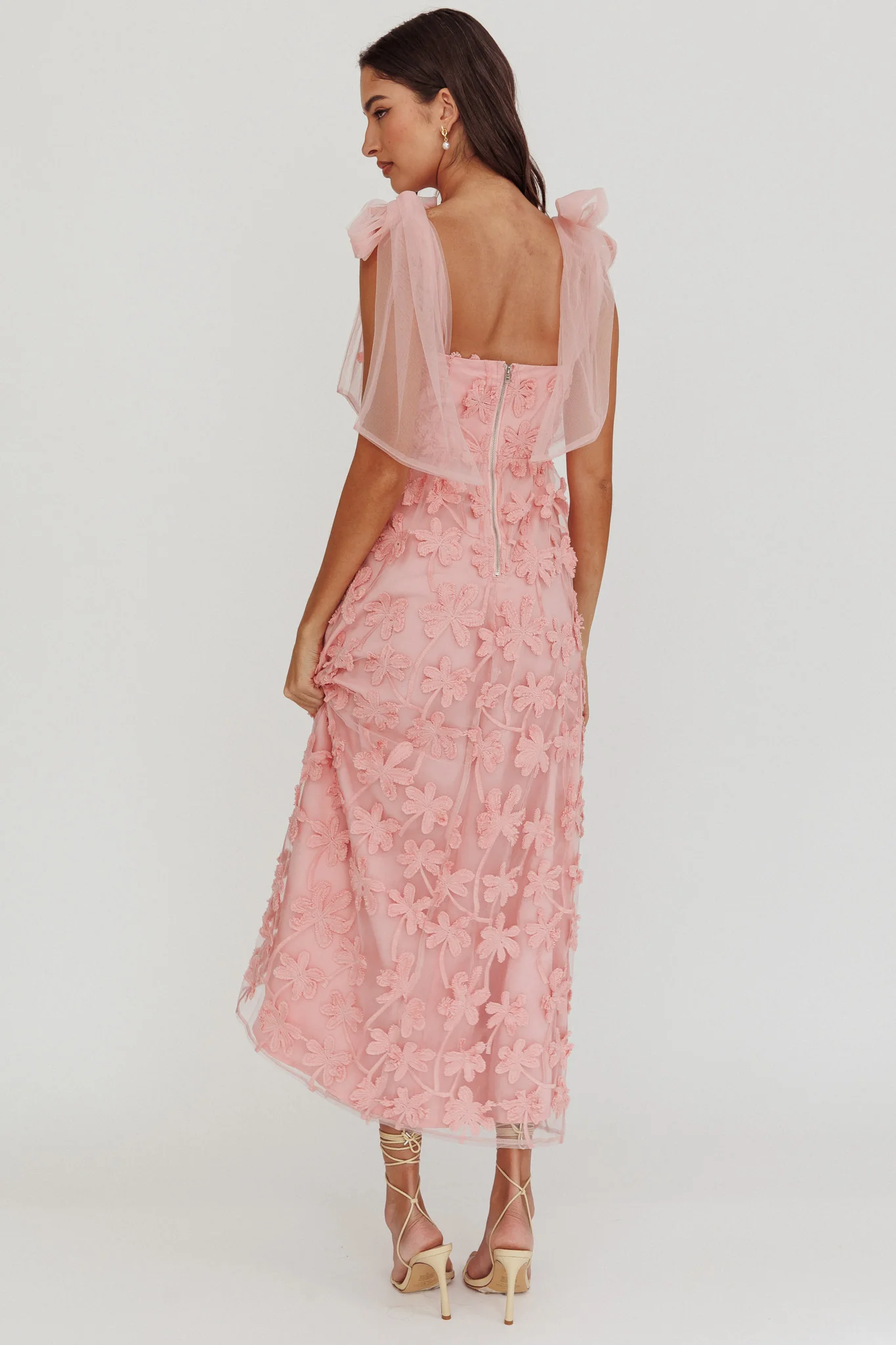Mykonos Morning Tied Shoulder Tree Maxi Dress Blush - Sonourner