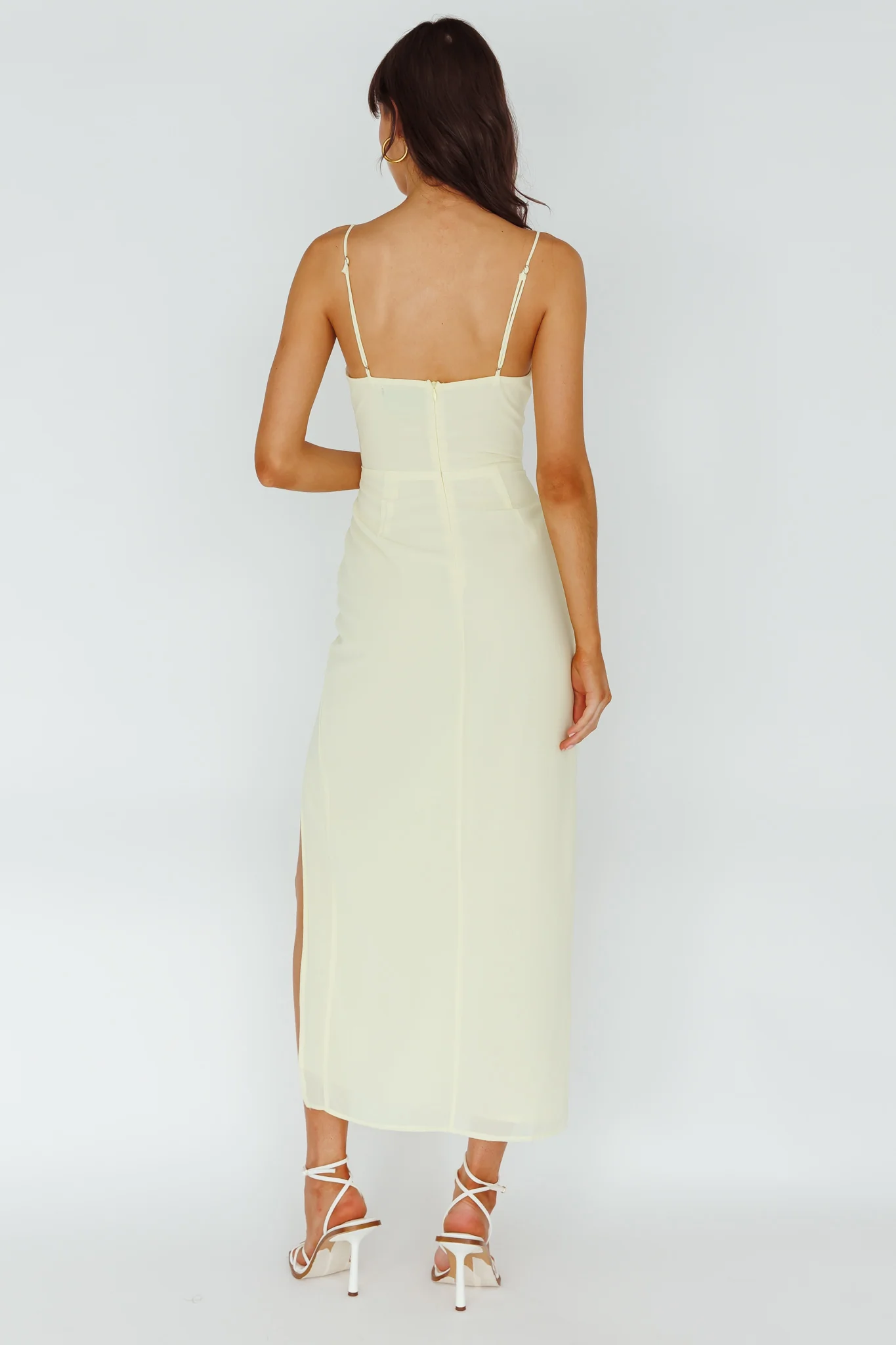 Ryanna Laced Bodice Split Midi Dress Yellow - Sonourner