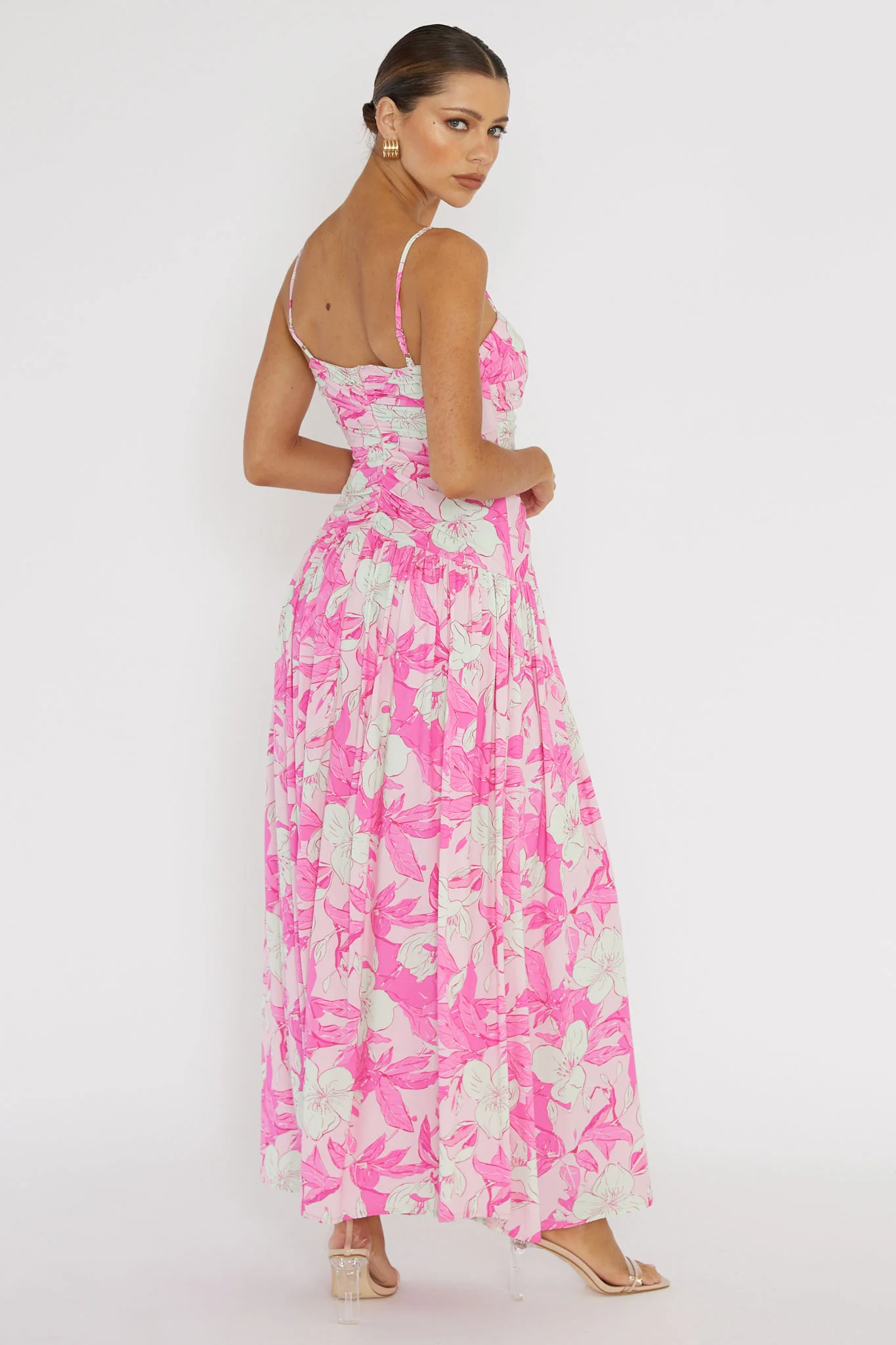 Amanie Ruched Waist Maxi Dress Pink - Sonourner