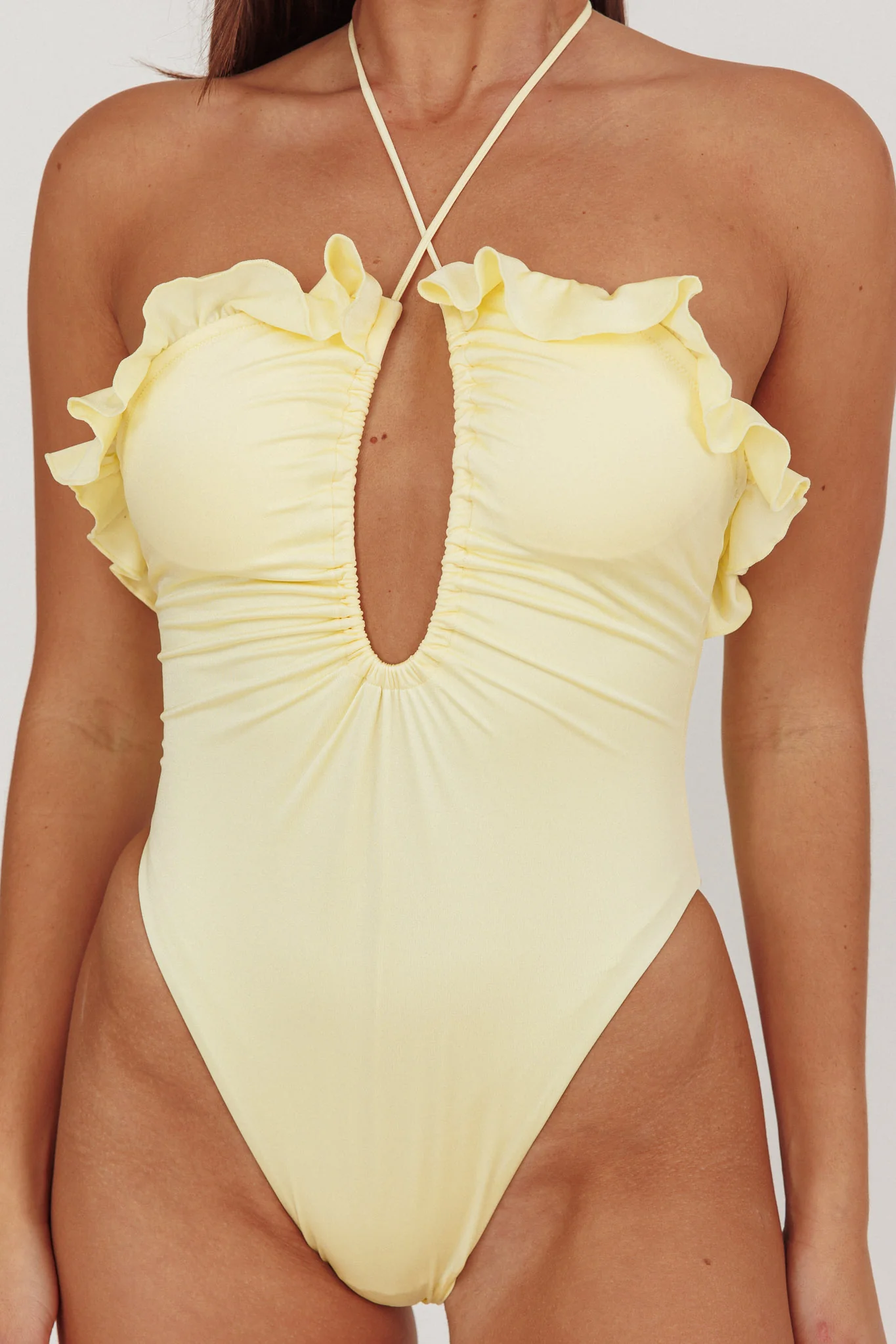 Georgia Frill Strap One Piece Swimsuit Butter - Sonourner