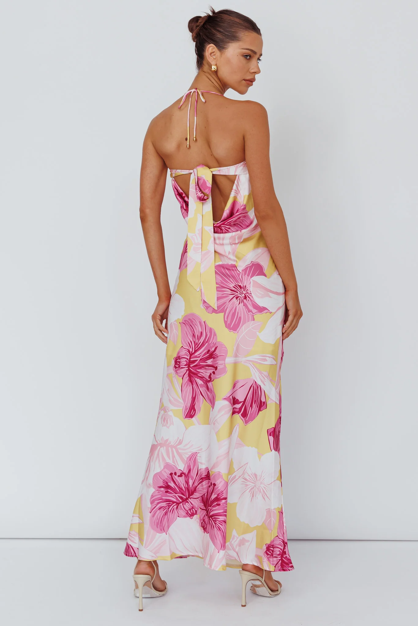 Jacquelynne Halter Cowl Back Maxi Dress Pink - Sonourner