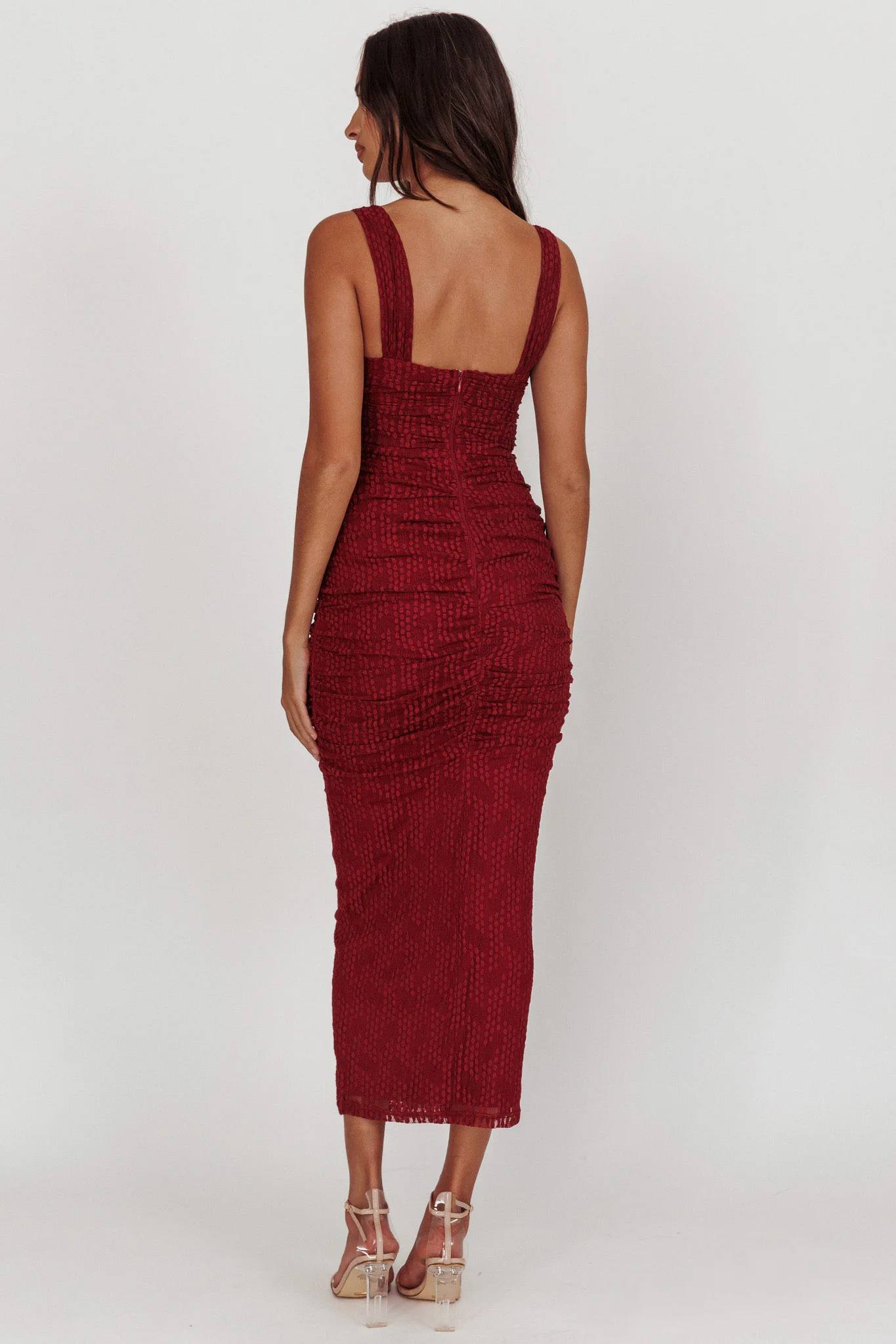 Oliana Lace Midi Dress Burgundy - Sonourner