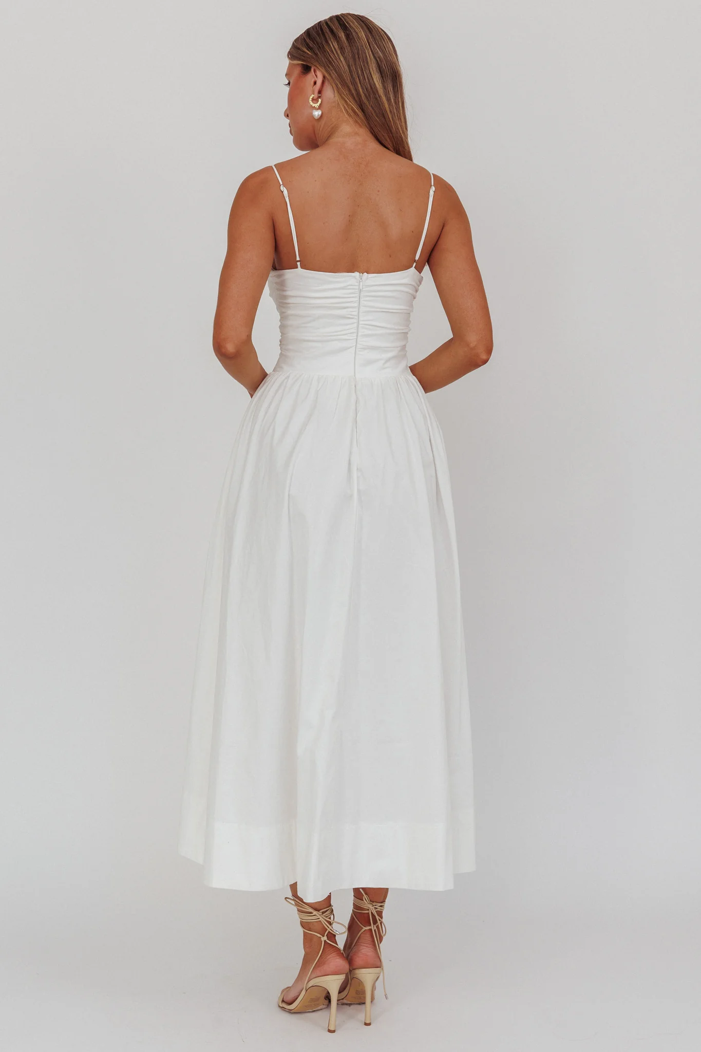 Ezrah A-Line Rosette Maxi Dress White - Sonourner