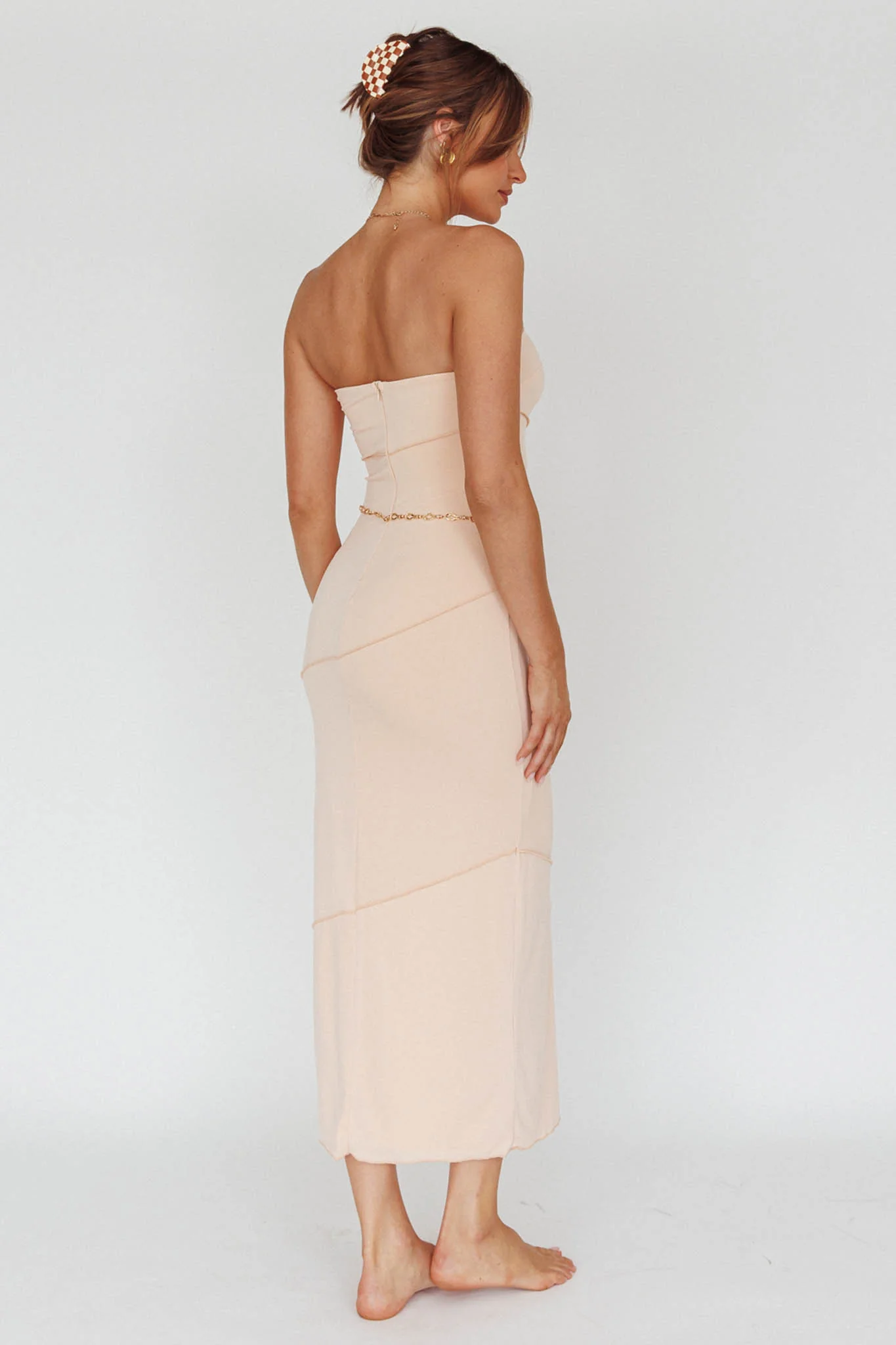 Making Headlines Strapless Midi Dress Cream - Sonourner