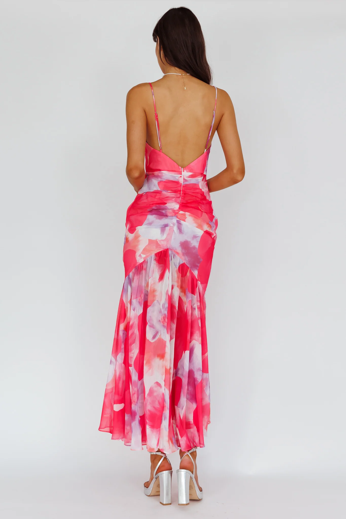 Sunni Low Back Midi Dress Floral Pink - Sonourner