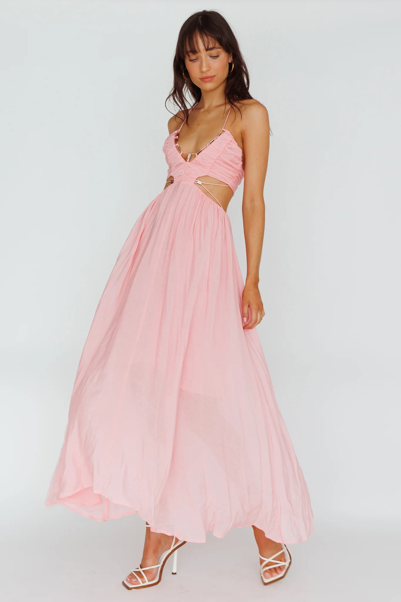 Tenyl Open Back Strappy Midi Dress Blush - Sonourner