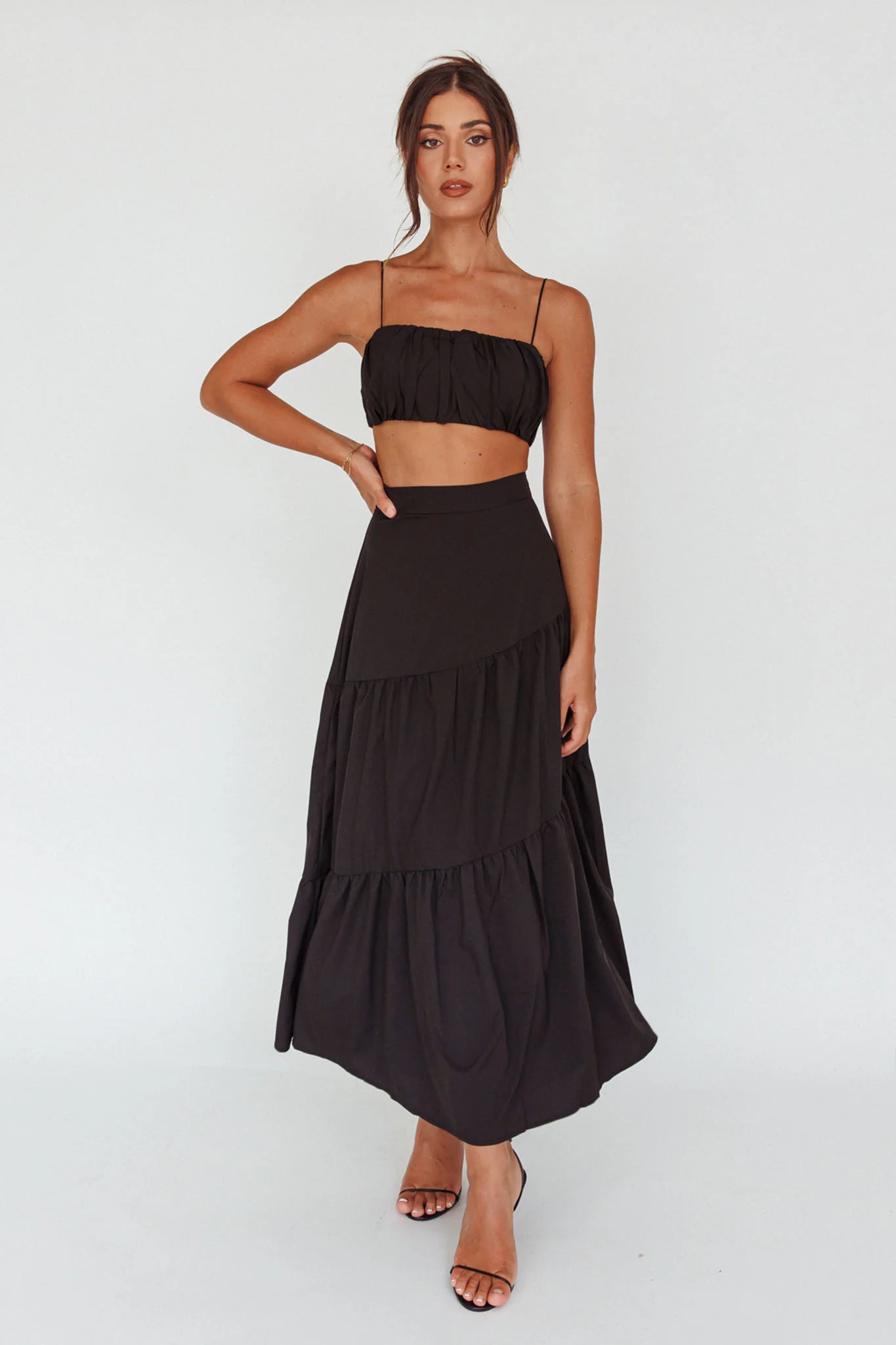 Bondi Waist Tie Maxi Skirt Black - Sonourner
