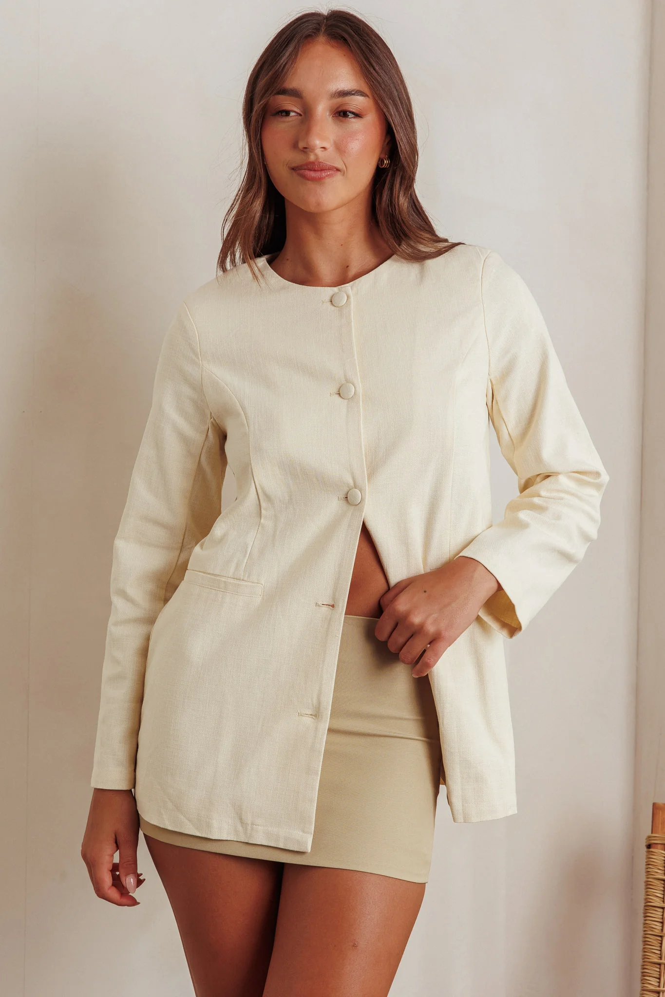 Vikki Round Neck Structured Top Butter - Sonourner