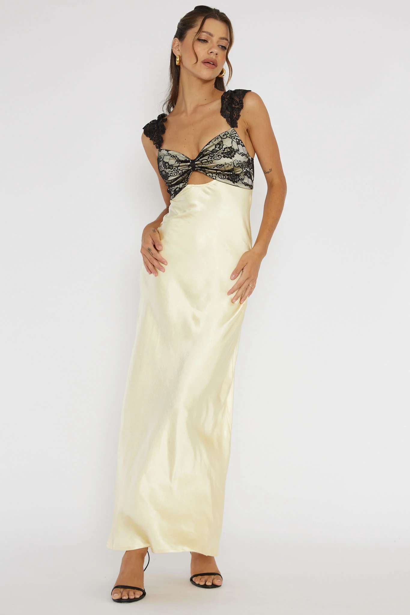 Claribel Lace Bust Maxi Dress Lemon - Sonourner