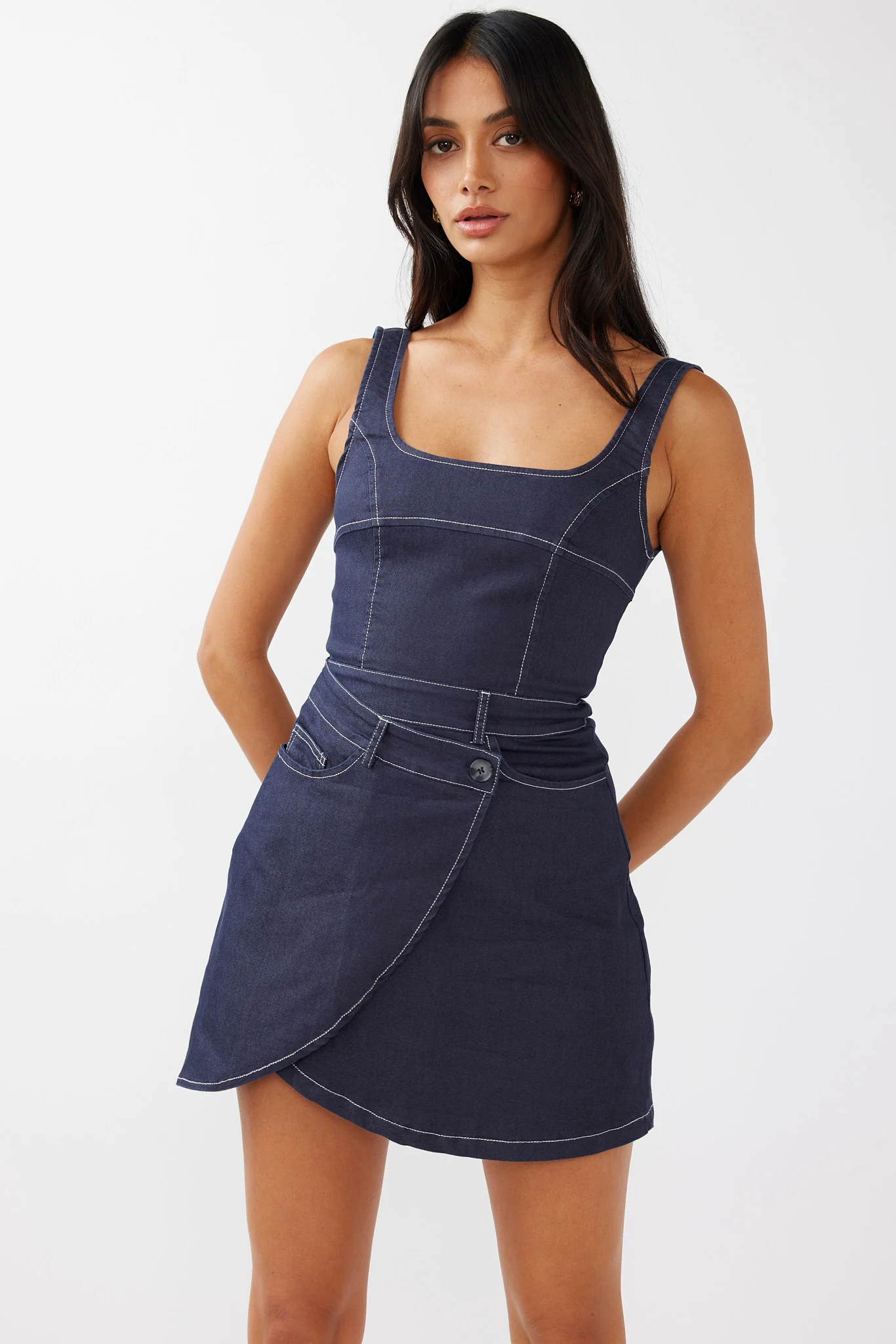Killara Pocket Wrap Mini Dress Indigo - Sonourner