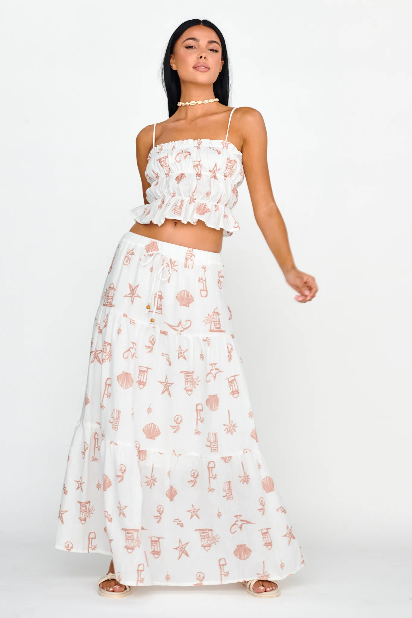 South Bay Maxi Skirt Print Mocha - Sonourner