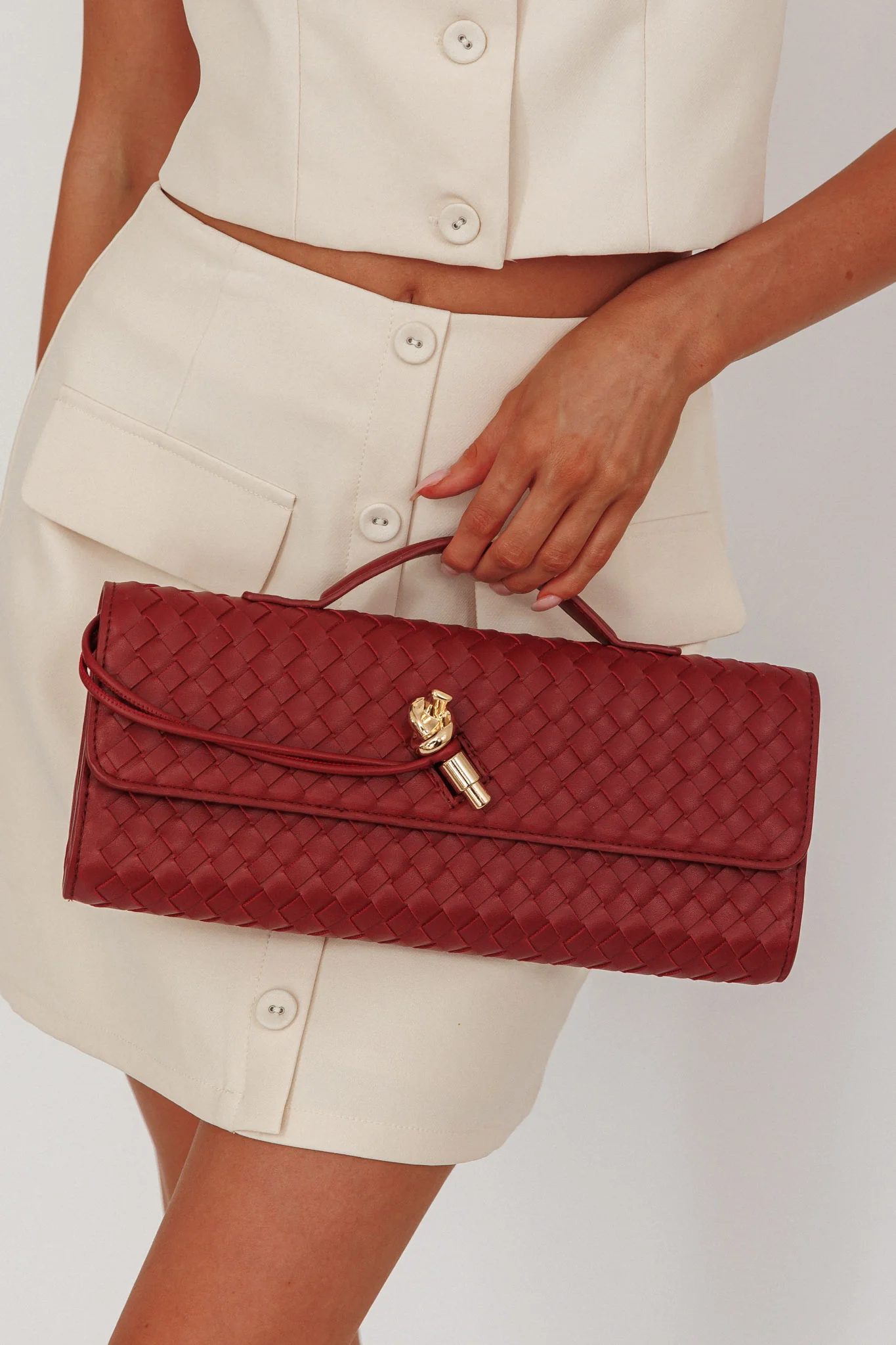 Yvette Woven Envelope Purse Cherry - Sonourner