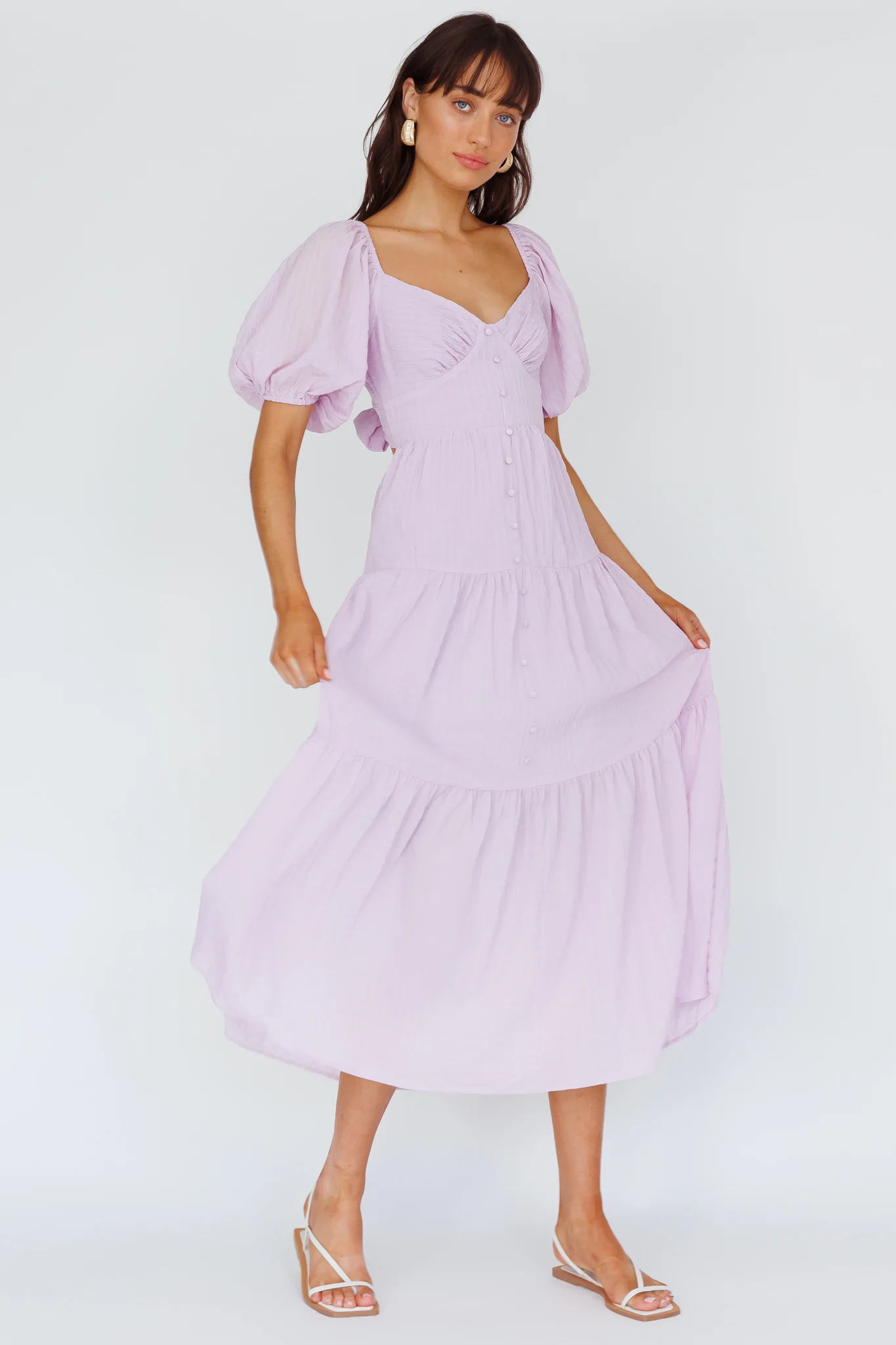 Royce Bow Back Midi Dress Lilac - Sonourner