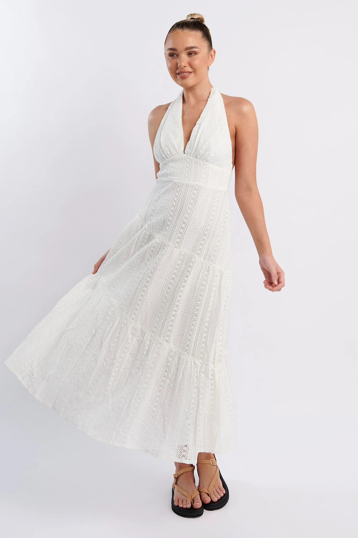 Nolita Halterneck Lace Overlay Maxi Dress White - Sonourner