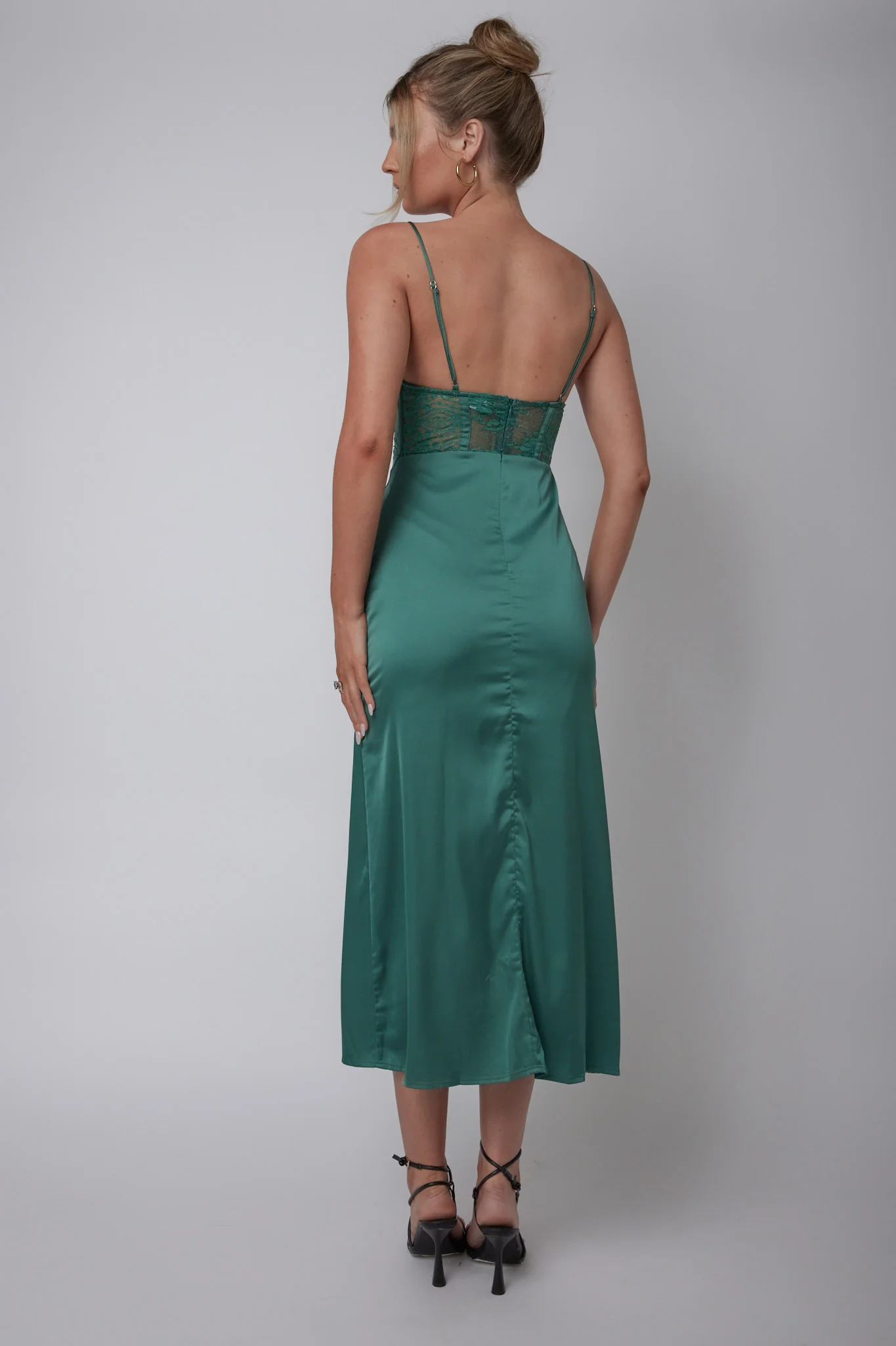 Trophy Lace Bodice Midi Dress Emerald - Sonourner