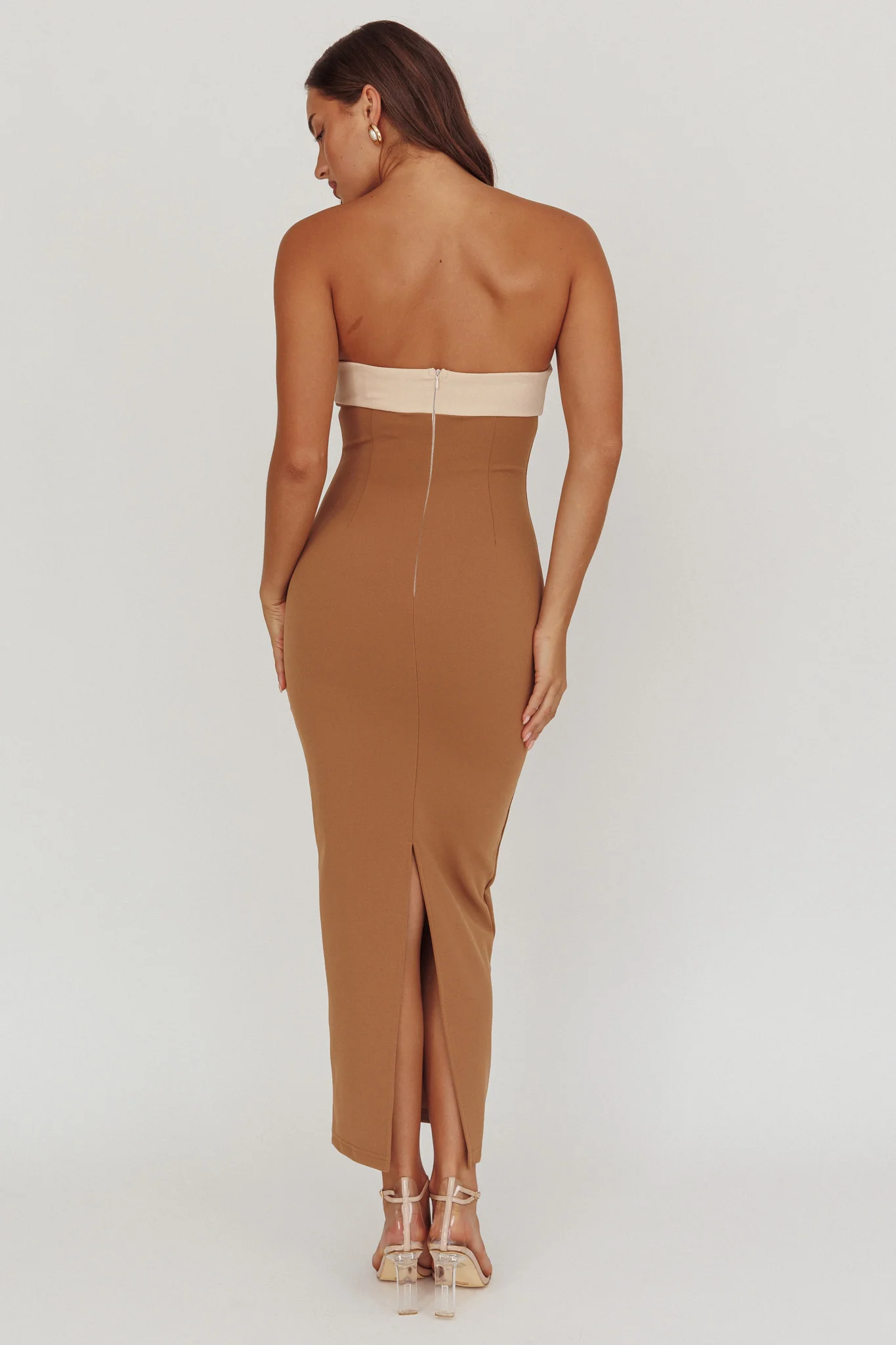 Regent Strapless Maxi Dress Contrast Camel - Sonourner