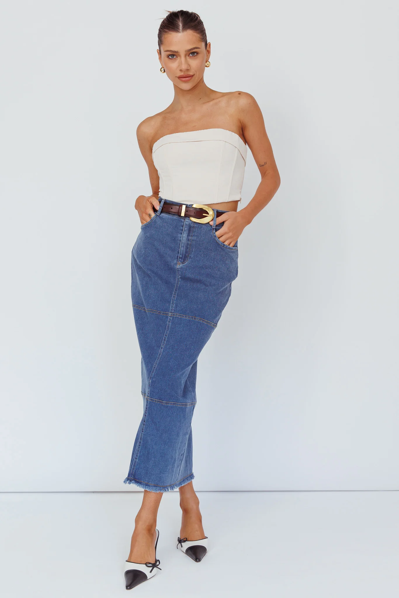 Thalia Pocket Midi Skirt Dark Blue - Sonourner