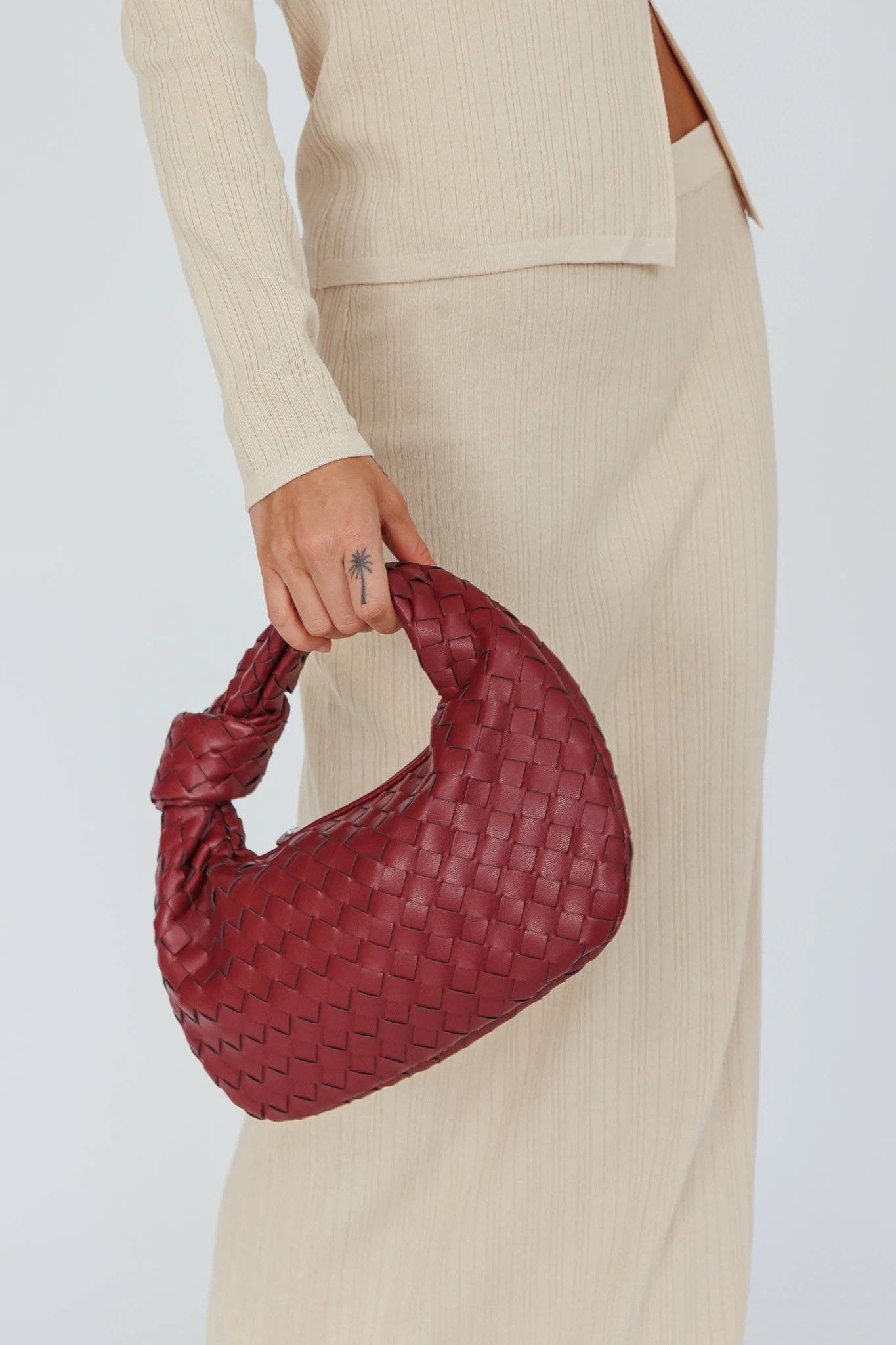 Ani Woven Knot Handbag Wine - Sonourner