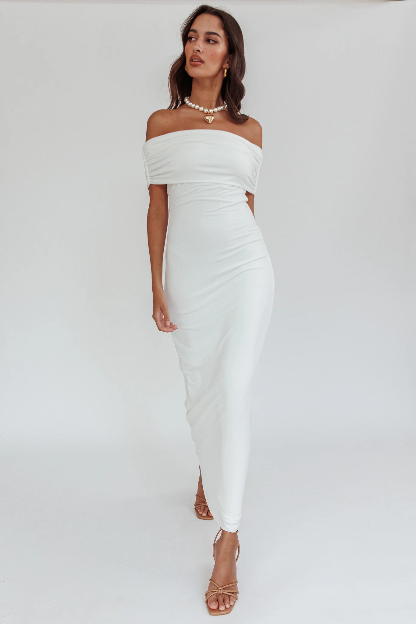 Cruising Sunset Off Shoulder Dress Off White - Sonourner