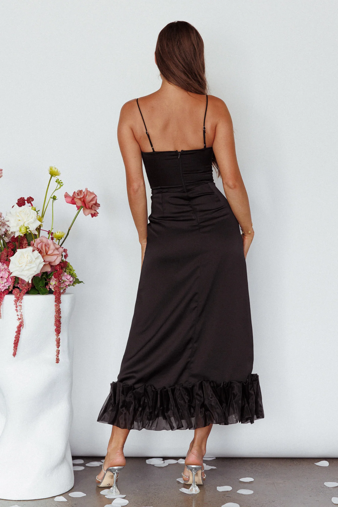 Buona Sera Hem Decoration Midi Dress Black - Sonourner