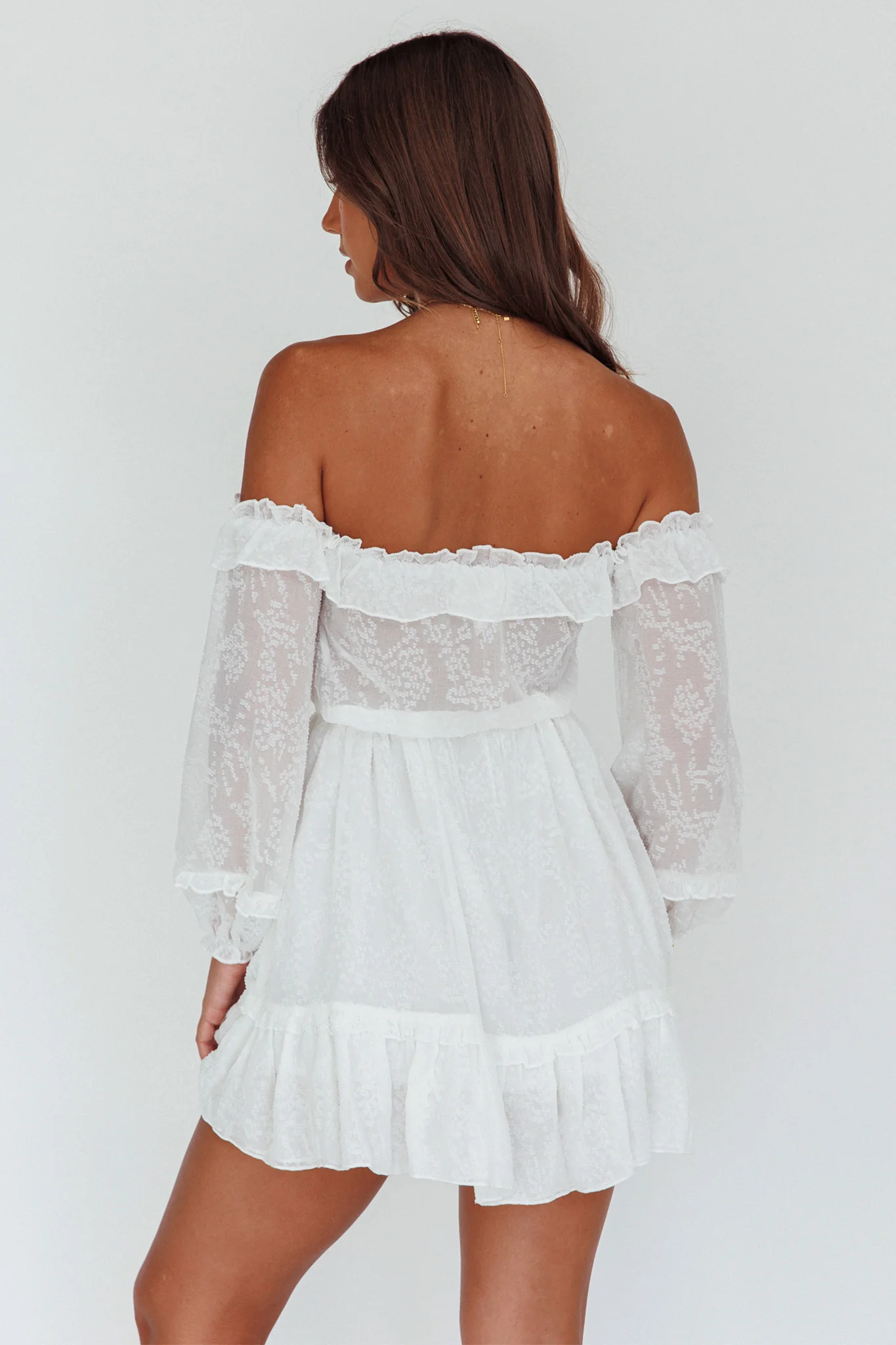 Tracee Bardot Lace Mini Dress White - Sonourner